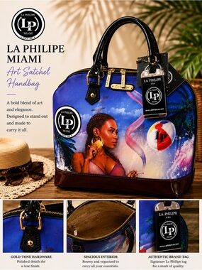 La Philipe Miami Art Satchel/Crossbody Handbag